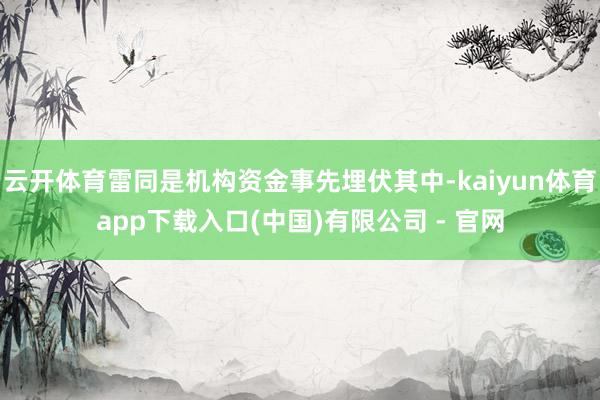 云开体育雷同是机构资金事先埋伏其中-kaiyun体育app下载入口(中国)有限公司 - 官网